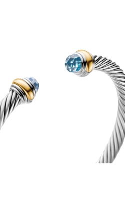 Classic Cable Bracelet in Sterling Silver with 14K Yellow Gold and Blue Topaz, 5mm thumbnail 4