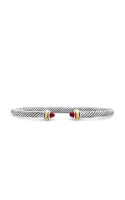 Classic Cable Bracelet in Sterling Silver with 18K Yellow Gold and Garnets, 4mm thumbnail 1
