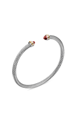 Classic Cable Bracelet in Sterling Silver with 18K Yellow Gold and Garnets, 4mm thumbnail 2