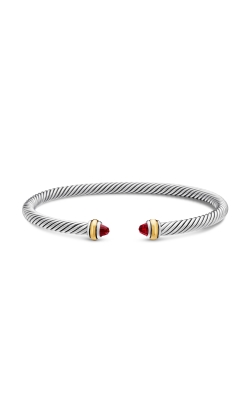 Classic Cable Bracelet in Sterling Silver with 18K Yellow Gold and Garnets, 4mm thumbnail 3