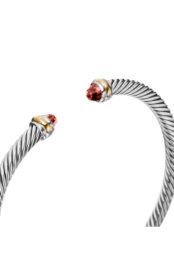 Classic Cable Bracelet in Sterling Silver with 18K Yellow Gold and Garnets, 4mm thumbnail 4