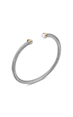 Classic Cable Bracelet in Sterling Silver with 18K Yellow Gold and Pearls, 4mm thumbnail 2