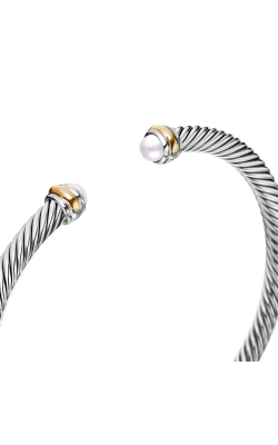 Classic Cable Bracelet in Sterling Silver with 18K Yellow Gold and Pearls, 4mm thumbnail 4