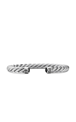 Cable Cuff Bracelet in Sterling Silver with Black Onyx, 6mm thumbnail 1