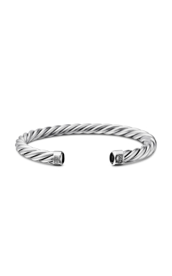 Cable Cuff Bracelet in Sterling Silver with Black Onyx, 6mm thumbnail 3