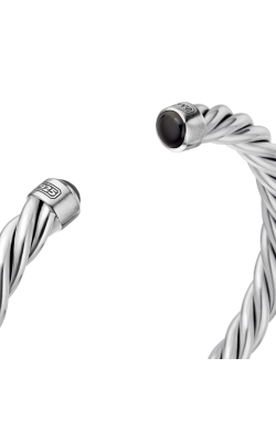 Cable Cuff Bracelet in Sterling Silver with Black Onyx, 6mm thumbnail 4