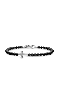 Spiritual Beads Cross Station Bracelet in Sterling Silver with Black Onyx, 4mm thumbnail 1