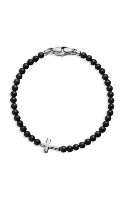 Spiritual Beads Cross Station Bracelet in Sterling Silver with Black Onyx, 4mm thumbnail 2
