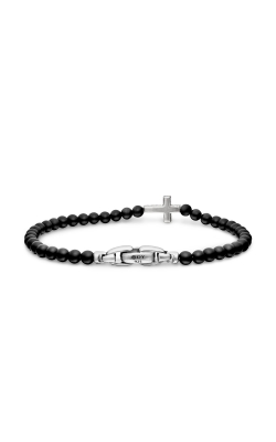 Spiritual Beads Cross Station Bracelet in Sterling Silver with Black Onyx, 4mm thumbnail 4