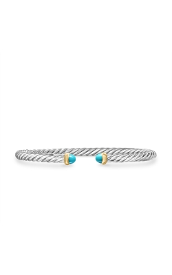 Cable Flex Bracelet in Sterling Silver with 14K Yellow Gold and Turquoise, 4mm thumbnail 1
