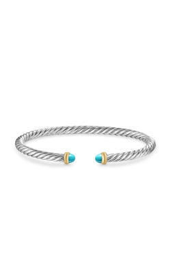 Cable Flex Bracelet in Sterling Silver with 14K Yellow Gold and Turquoise, 4mm thumbnail 3