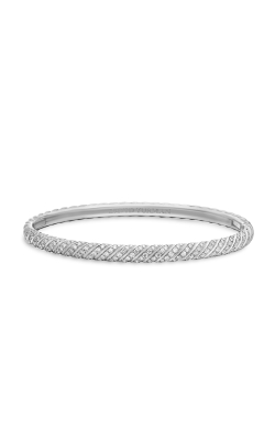 Sculpted Cable Bangle Bracelet in 18K White Gold with Diamonds, 4.6mm thumbnail 3