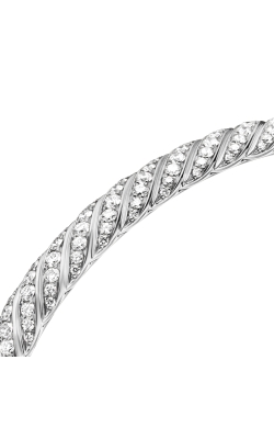 Sculpted Cable Bangle Bracelet in 18K White Gold with Diamonds, 4.6mm thumbnail 4