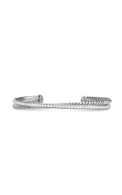 Crossover Two Row Bracelet in Sterling Silver with Diamonds, 6mm thumbnail 1