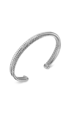 Crossover Two Row Bracelet in Sterling Silver with Diamonds, 6mm thumbnail 2