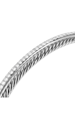 Crossover Two Row Bracelet in Sterling Silver with Diamonds, 6mm thumbnail 4