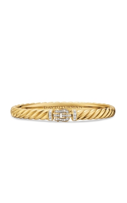 Sculpted Cable Buckle Bracelet in 18K Yellow Gold with Diamonds, 6mm thumbnail 1