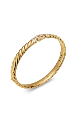 Sculpted Cable Buckle Bracelet in 18K Yellow Gold with Diamonds, 6mm thumbnail 2