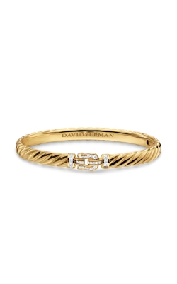 Sculpted Cable Buckle Bracelet in 18K Yellow Gold with Diamonds, 6mm thumbnail 3