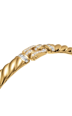 Sculpted Cable Buckle Bracelet in 18K Yellow Gold with Diamonds, 6mm thumbnail 4