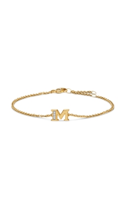 Petite Pavé Initial Chain Bracelet in 18K Yellow Gold with Diamond M thumbnail 1