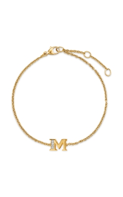 Petite Pavé Initial Chain Bracelet in 18K Yellow Gold with Diamond M thumbnail 2
