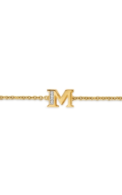 Petite Pavé Initial Chain Bracelet in 18K Yellow Gold with Diamond M thumbnail 3