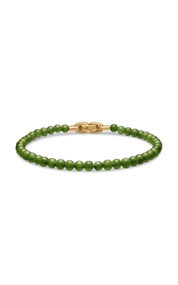Spiritual Beads Bracelet with Nephrite Jade and 18K Yellow Gold, 4mm thumbnail 1