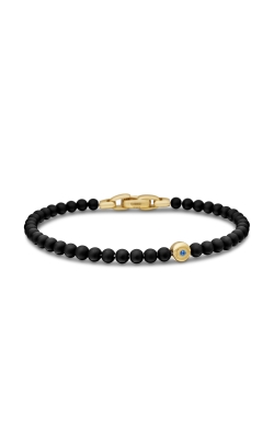 Spiritual Beads Evil Eye Bracelet with Black Onyx, Sapphire and 18K Yellow Gold, 4mm thumbnail 1