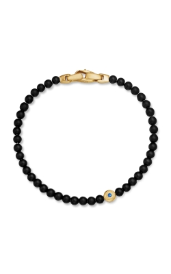 Spiritual Beads Evil Eye Bracelet with Black Onyx, Sapphire and 18K Yellow Gold, 4mm thumbnail 2