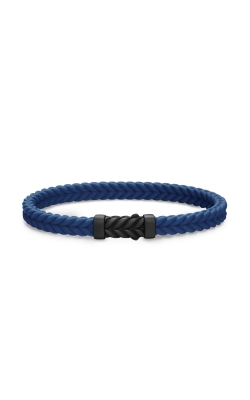 Chevron Bracelet in Blue Rubber with Black Titanium, 6mm thumbnail 1