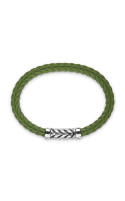 Chevron Bracelet in Green Rubber with Sterling Silver, 9mm thumbnail 2