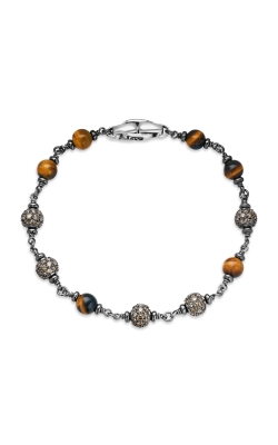 Spiritual Beads Bracelet in Sterling Silver with Tigers Eye and Cognac Diamonds, 6mm thumbnail 2