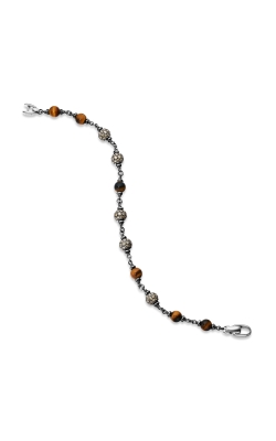 Spiritual Beads Bracelet in Sterling Silver with Tigers Eye and Cognac Diamonds, 6mm thumbnail 3
