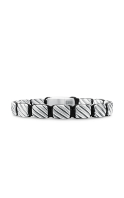 Sculpted Cable Woven Tile Bracelet with Sterling Silver and Black Nylon, 8.5mm thumbnail 1