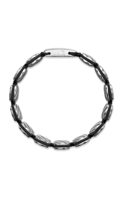 Sculpted Cable Woven Tile Bracelet with Sterling Silver and Black Nylon, 8.5mm thumbnail 2