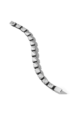 Sculpted Cable Woven Tile Bracelet with Sterling Silver and Black Nylon, 8.5mm thumbnail 3