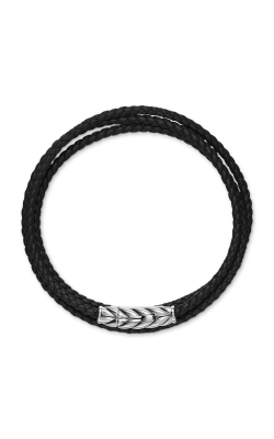 Chevron Triple Wrap Bracelet in Black Leather with Sterling Silver, 3mm thumbnail 2