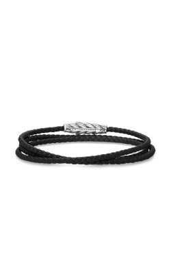Chevron Triple Wrap Bracelet in Black Leather with Sterling Silver, 3mm thumbnail 3