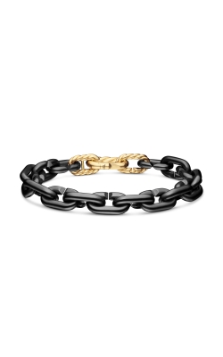 Chain Links Bracelet in Black Titanium with 18K Yellow Gold, 10mm thumbnail 1