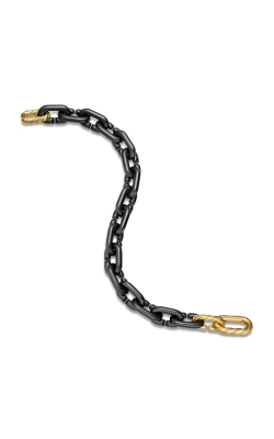 Chain Links Bracelet in Black Titanium with 18K Yellow Gold, 10mm thumbnail 3