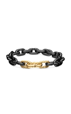 Chain Links Bracelet in Black Titanium with 18K Yellow Gold, 10mm thumbnail 4