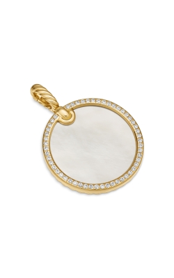 DY Elements® Disc Pendant in 18K Yellow Gold with Mother of Pearl and Diamond Rim, 24mm thumbnail 2