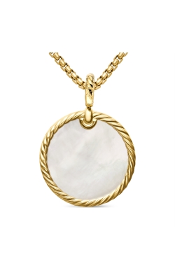 DY Elements® Disc Pendant in 18K Yellow Gold with Mother of Pearl and Diamond Rim, 24mm thumbnail 3