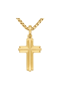 Deco Cross Pendant in 18K Yellow Gold, 34mm thumbnail 1