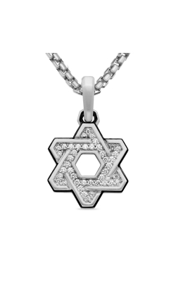 Deco Star of David Pendant in Sterling Silver with Diamonds, 24mm thumbnail 1