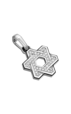 Deco Star of David Pendant in Sterling Silver with Diamonds, 24mm thumbnail 2