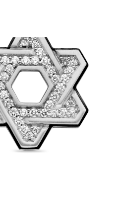 Deco Star of David Pendant in Sterling Silver with Diamonds, 24mm thumbnail 4