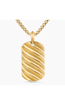 Sculpted Cable Tag in 18K Yellow Gold, 35mm thumbnail 1