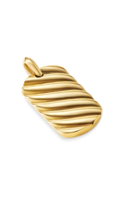 Sculpted Cable Tag in 18K Yellow Gold, 35mm thumbnail 2